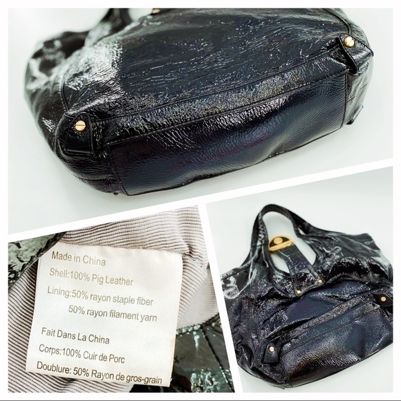 Elliott Lucca Handbag Black Patent Leather Satchel - Picture 4 of 8